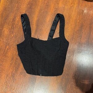 H&M Black Textured Crop Tank Top